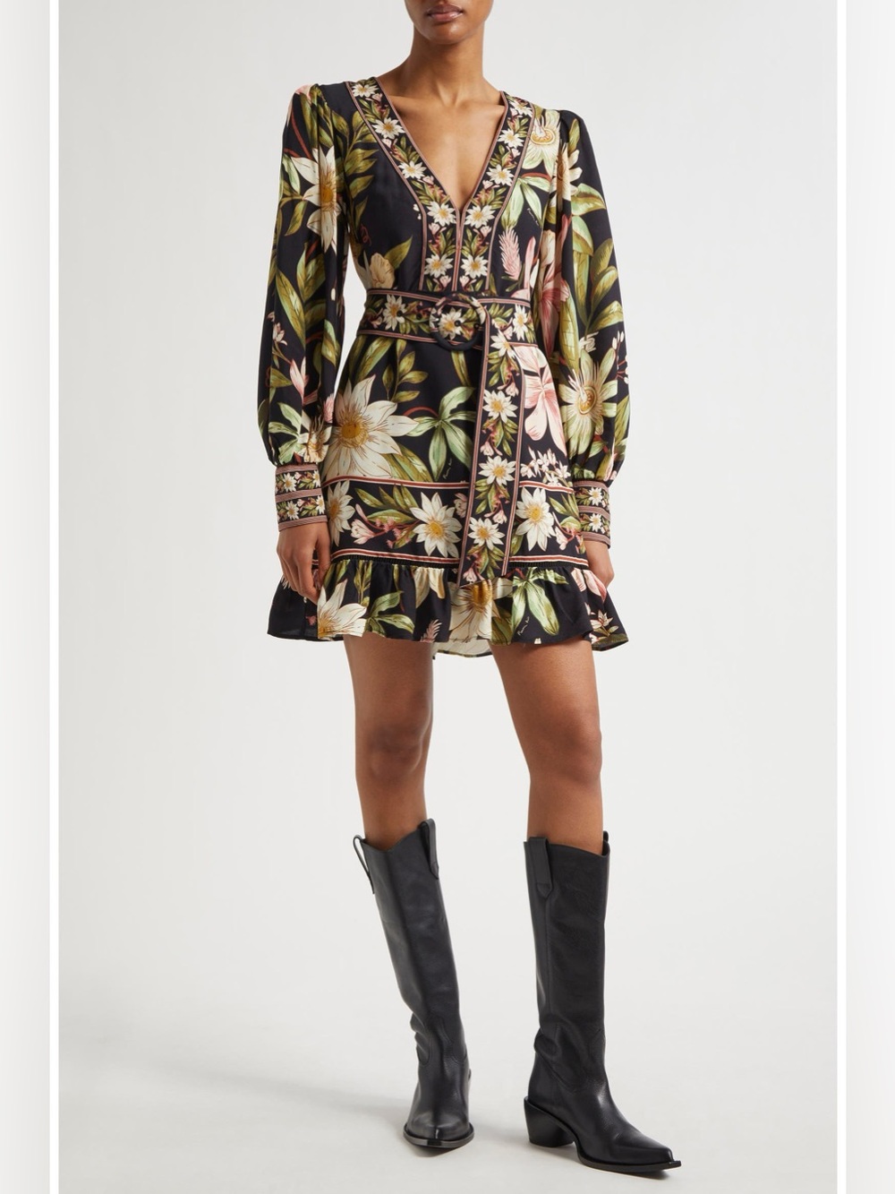 FARM Rio Surreal Flowers Long Sleeve Mini Dress Medium - Picture 11 of 11